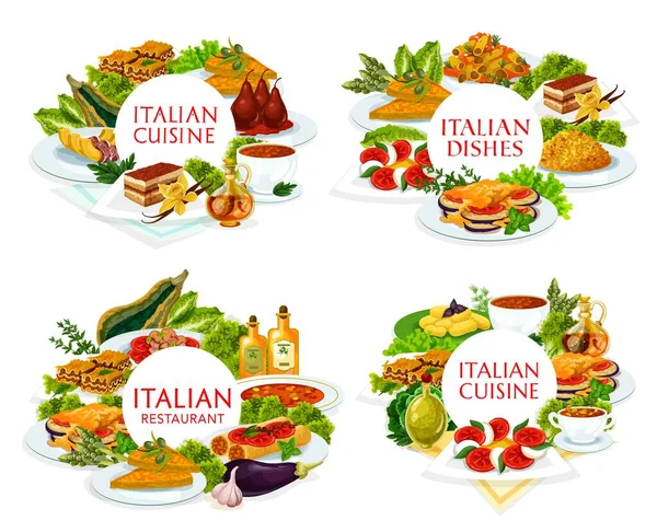 Ιταλική Κουζίνα Vector Turin Σούπα Minestrone Ριζότο Πεπόνι Πρασούτο Και — Διανυσματικό Αρχείο