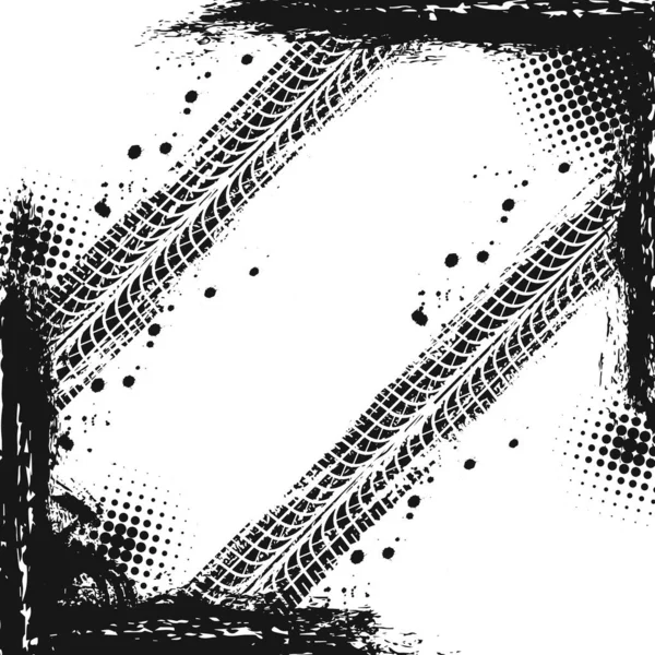 Impresiones Neumáticos Grunge Offroad Patrón Negro Abstracto Grungy Vector Sobre — Vector de stock
