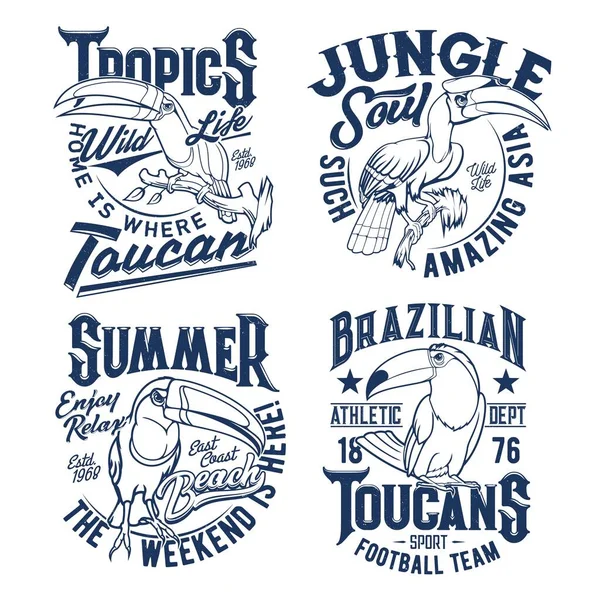 Tshirt Prints Toucan Vector Maskots Football Team Summer Apparel Design — Stockový vektor