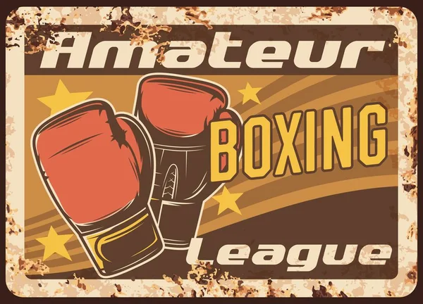 Plaque Métal Boxe Rouillée Boîte Sport Combat Club Ligue Vecteur — Image vectorielle