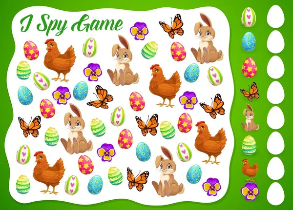 Spy Easter Kids Game Puzzle Vector Template Children Education Worksheet — Stock Vector