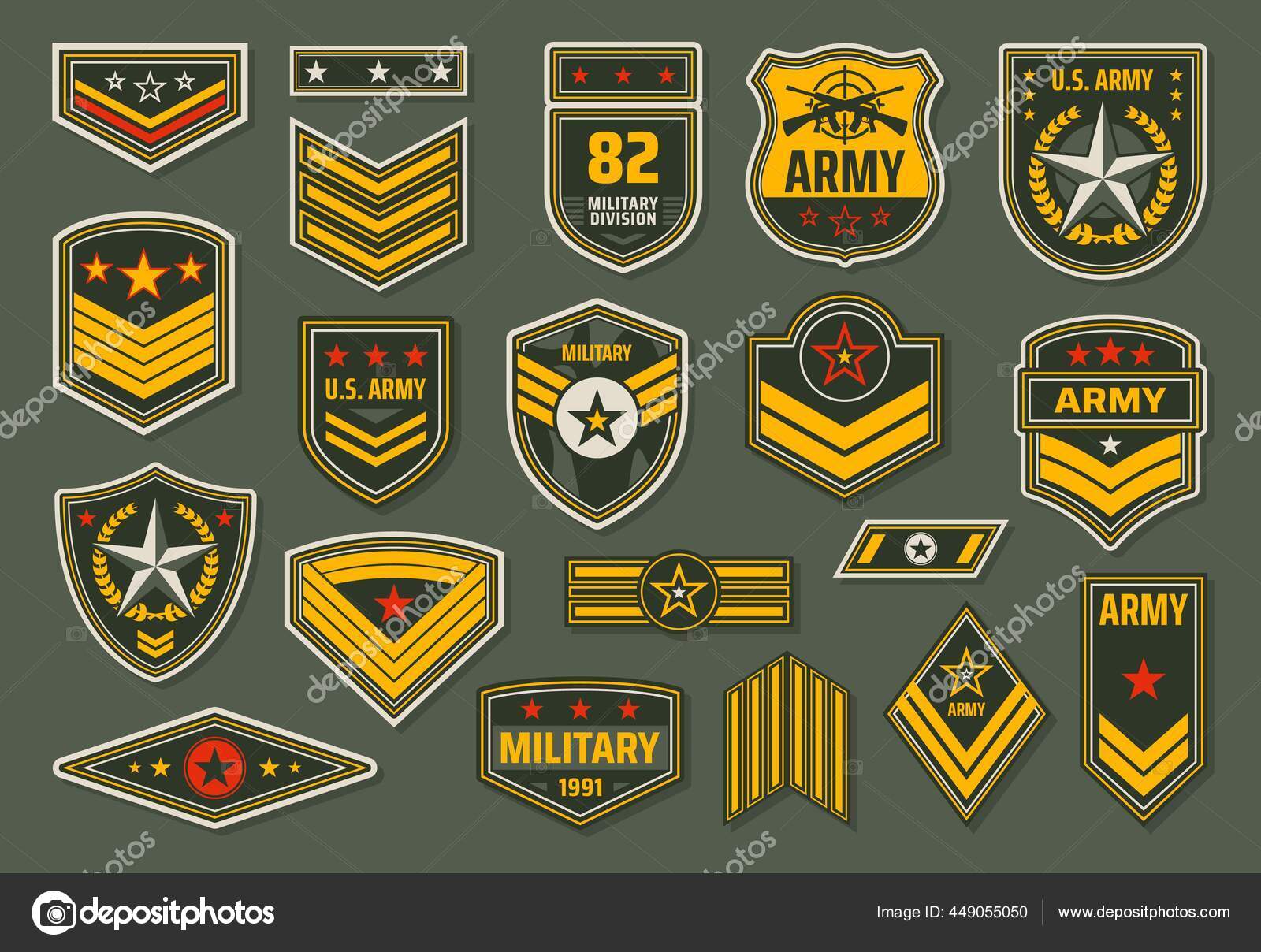 Usa Armed Forces Badges Military Service Staff Ranks Insignia Army