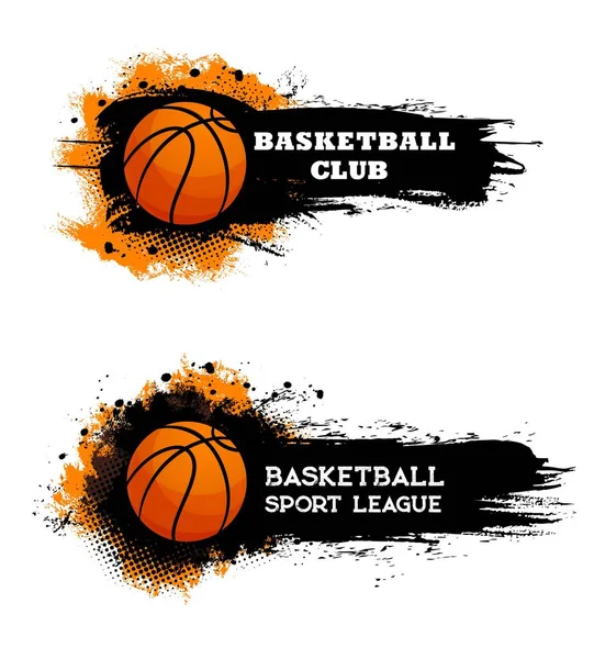 Basketball Club Ball Game Sport League Grungy Banners Balle Basket — Image vectorielle