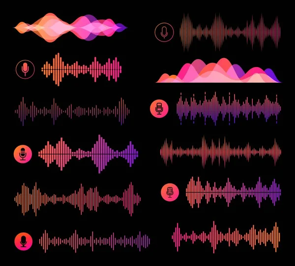 Reconocimiento Voz Ondas Sonoras Vector Diseño Tecnologías Inteligentes Botones Micrófono — Vector de stock