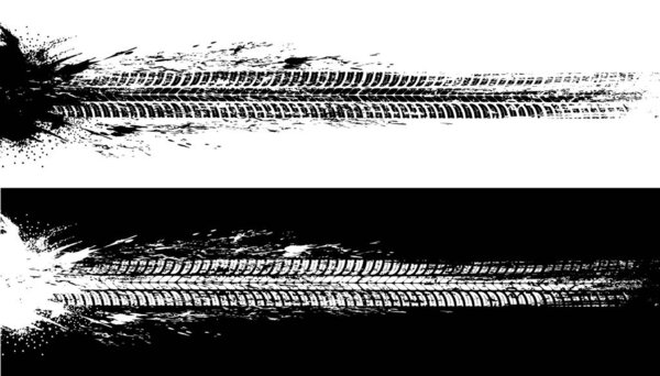 Car tires print, grunge off road wheels marks. Automobile black and white traces, vehicle rubber treads vector. Transport and motorsport design elements with car, bike or truck wheel protector trails