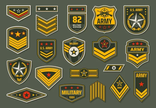 Usa Armed Forces Badges Military Service Staff Ranks Insignia Army — Stock Vector
