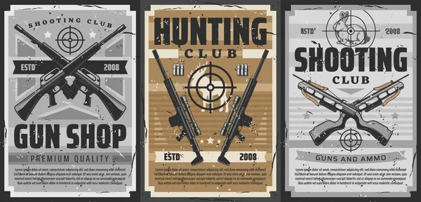 Silah Silah Vektör Avcılığı Spor Tasarımı Retro Posterlerini Hedef Alıyor — Stok Vektör