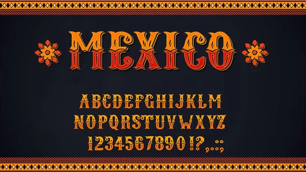 Fuente Mexicana Letras Números Vectoriales Del Alfabeto México Tipo Étnico — Vector de stock