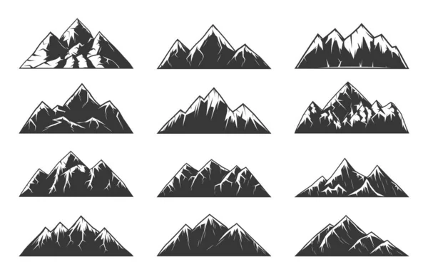 Chaîne Montagnes Sommets Enneigés Collines Rocheuses Terminent Volcans Hautes Montagnes — Image vectorielle