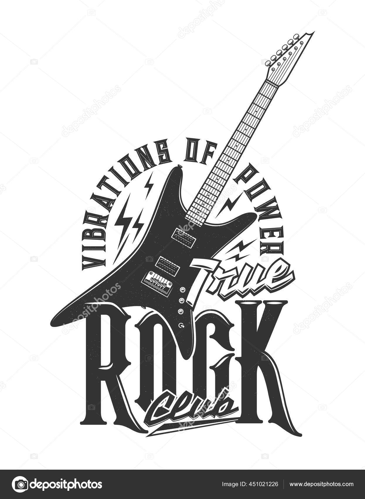 Tick tilbede matchmaker Tshirt Print Med Elektrisk Guitar Vektor Emblem Til Musik Klub —  Stock-vektor © Seamartini #451021226