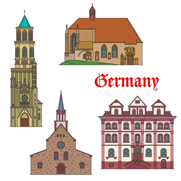 Germany Landmarks Architecture Bad Wurttemberg German Travel Architecture Vector Germany — Stock Vector