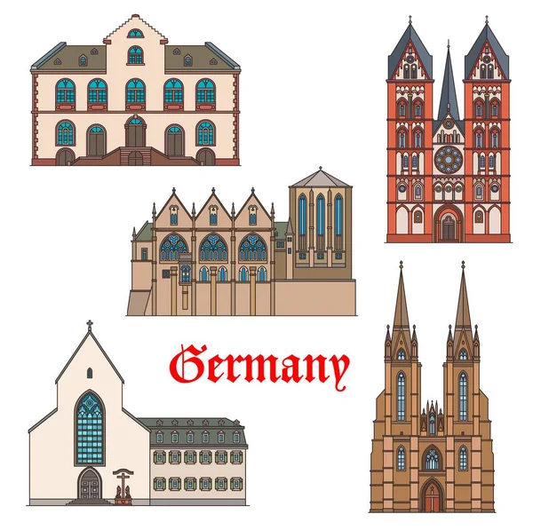 Alemania Monumentos Arquitectura Viajes Marburgo Hesse Vector Edificios Históricos Alemanes — Vector de stock