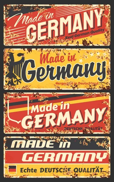 Almanya Yapımı Paslı Metal Plaka Vektör Paslı Teneke Tabela Alman — Stok Vektör