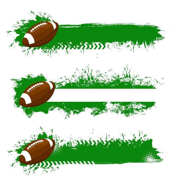 Rugby Balls Grunge Strokes Isolated Vector Icons American Football Sports — Stock Vector