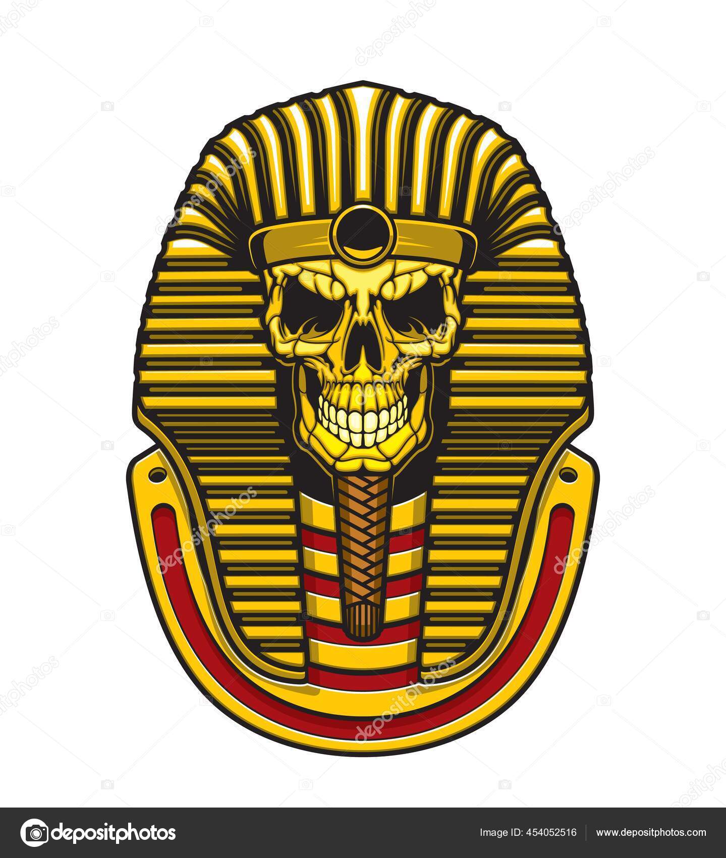 Egyptian Pharaoh Skull Vector Design Gold Mask Ancient Egypt King Stock  Vector Image by ©Seamartini #454052516