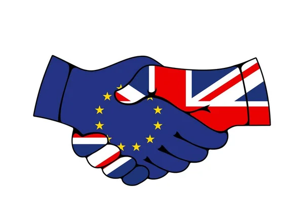 Acuerdo Comercial Comercial Entre Unión Europea Reino Unido Apretón Manos — Archivo Imágenes Vectoriales