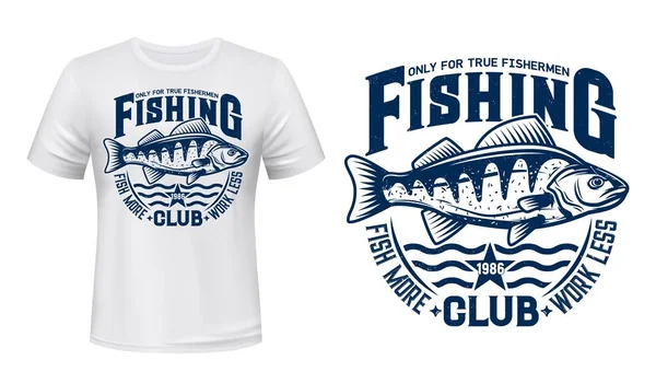 Seaking Barch Fisch Shirt Print Vektor Maskottchen Des Fischereivereins Blauer — Stockvektor
