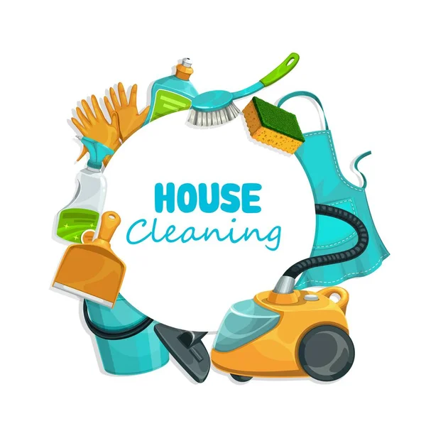 House Cleaning Tools Equipment Detergent Vector Design Vacuum Cleaner Brush — Stock Vector