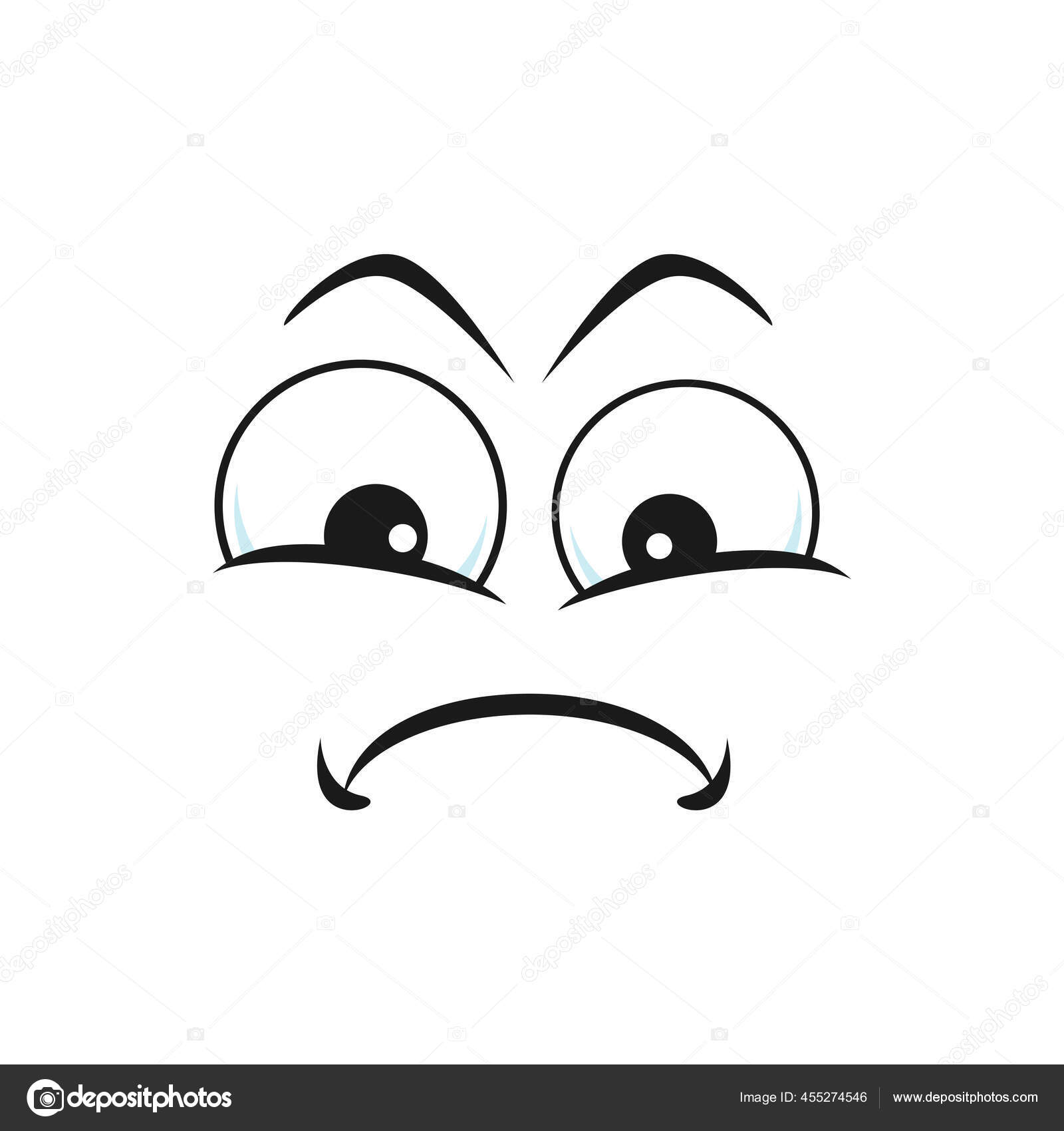 Cartoon face icon scared or upset emoji Royalty Free Vector