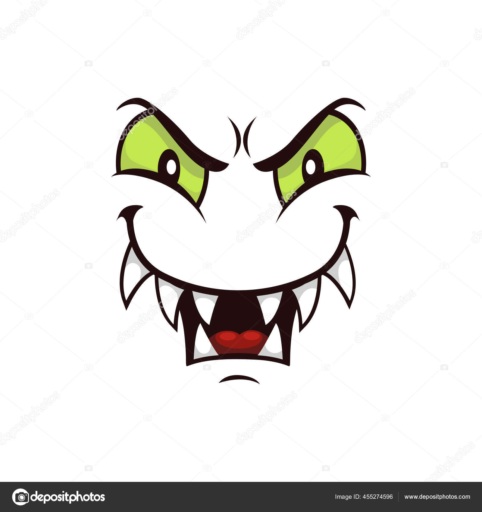 Cara Monstro Ícone Vetor Desenho Animado Criatura Assustadora Emoção Com  imagem vetorial de Seamartini© 456430168