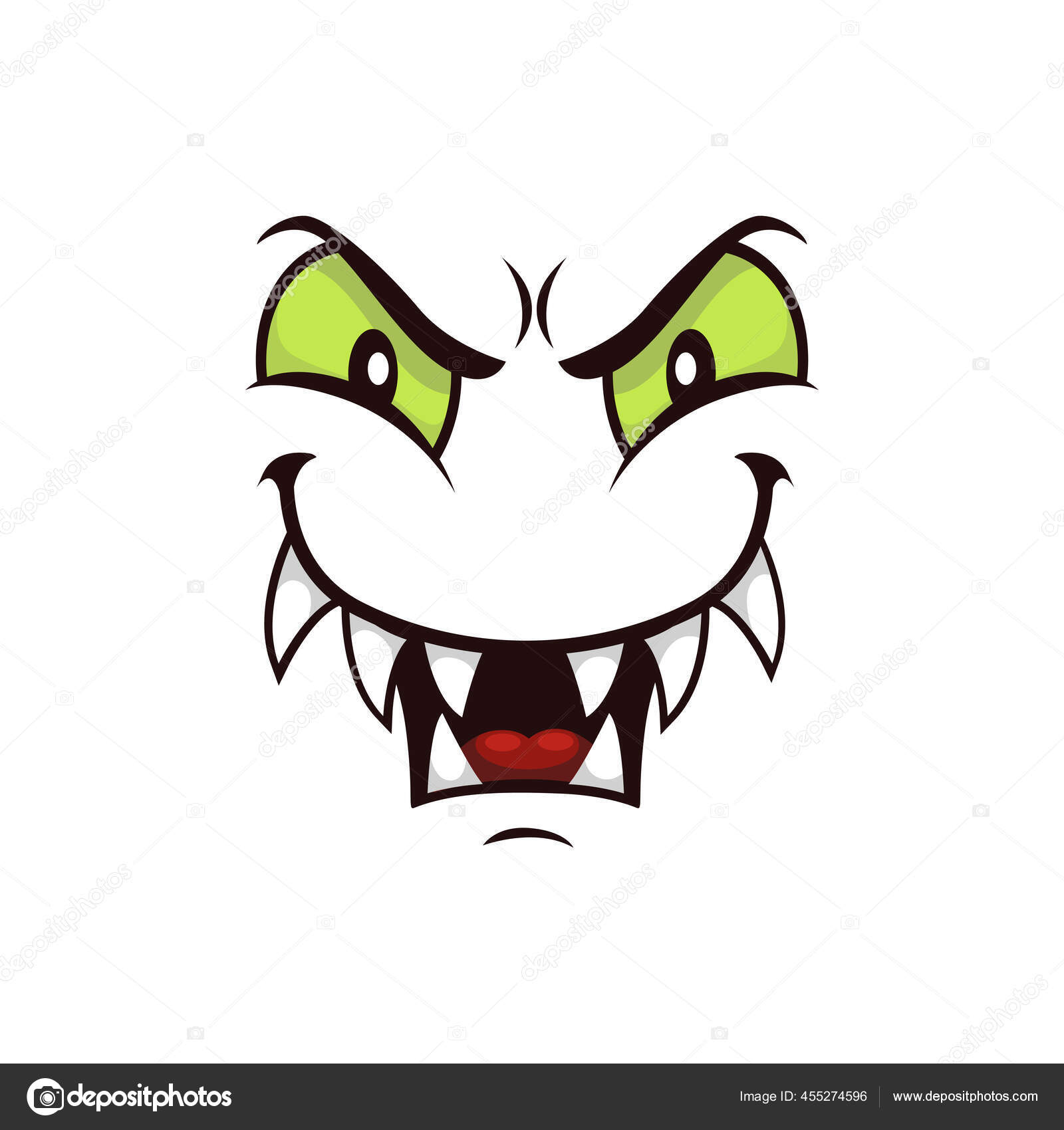 Cara De Monstro De Desenho Animado Irritado. Ilustração De Expressão De  Criatura Alienígena Mítica Assustadora E Assustadora. Timo Para Decoração  De Festa Ou Design De Pacote Royalty Free SVG, Cliparts, Vetores, e