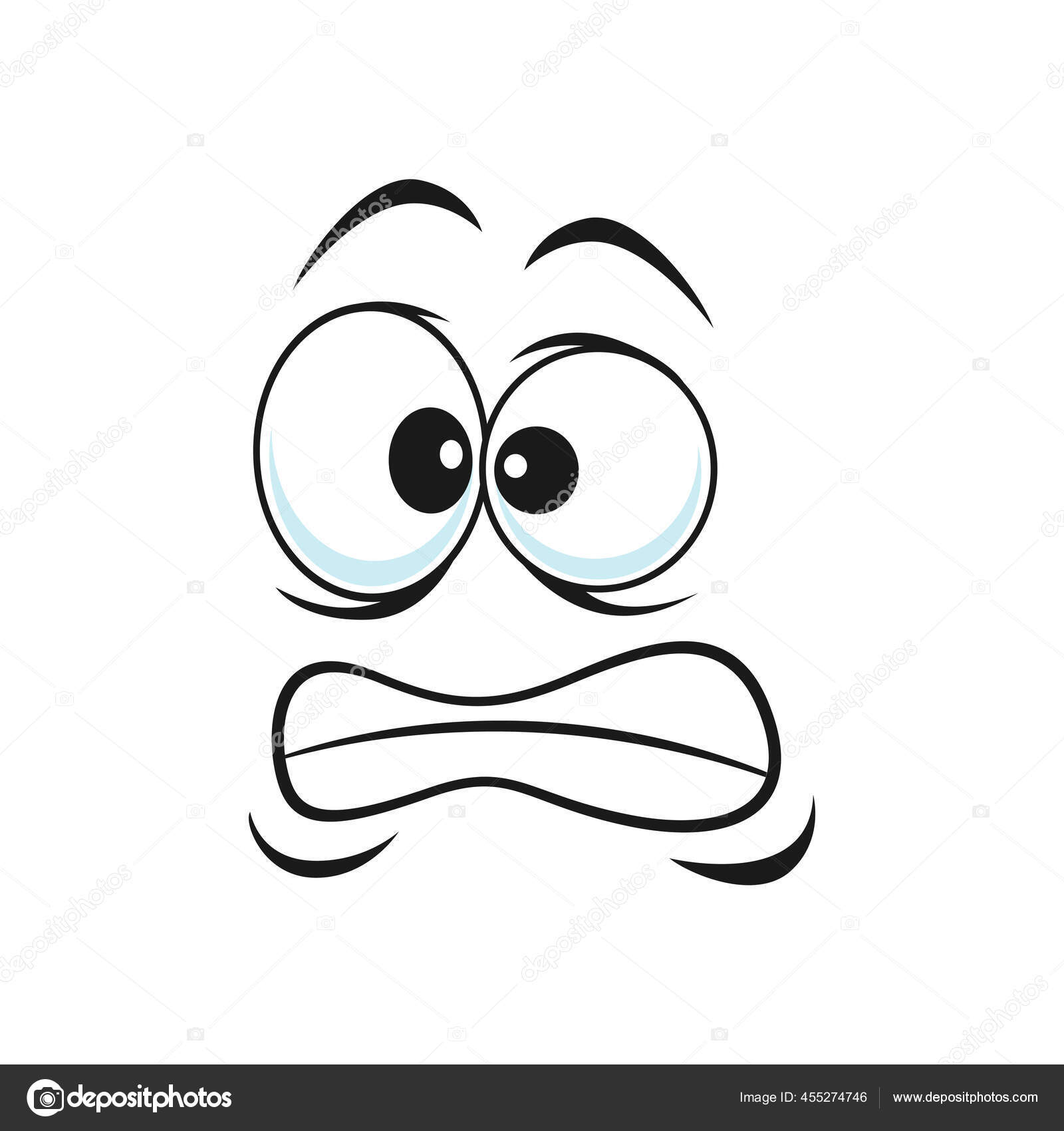 Vecteur Stock Cartoon face vector icon, frightened worry emoji