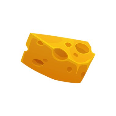 İsviçre peynirli süt ürünleri. İnek sütünden izole edilmiş çizgi film ikonu. Vektör Emmental diyet organik ürün, delikli Emmentaler veya Emmenthal, İtalyan ve Fransız geleneksel yemekleri, aperatif