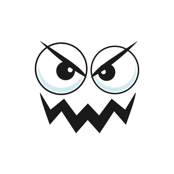 Wicked Popped Eyed Smiley Met Gebogen Mond Geïsoleerde Cartoon Karakter — Stockvector