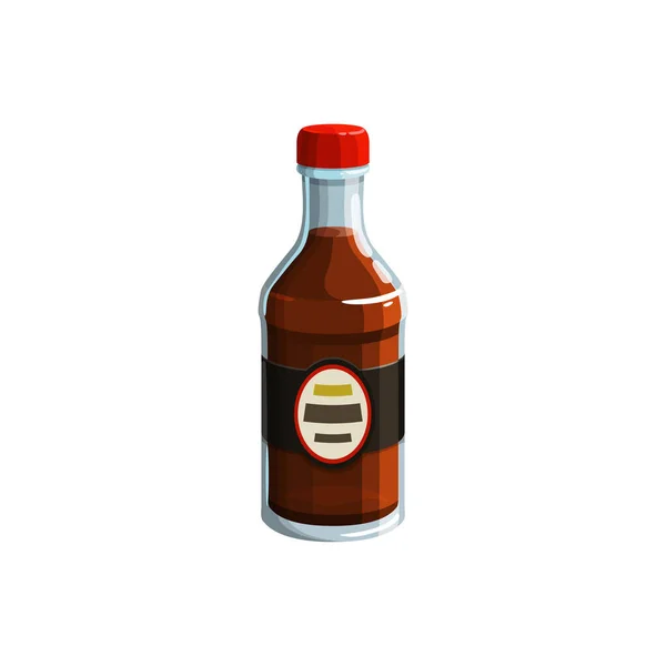 Glass Bottle Soy Sauce Isolated Japanese Cuisine Food Realistic Icon — Stock Vector