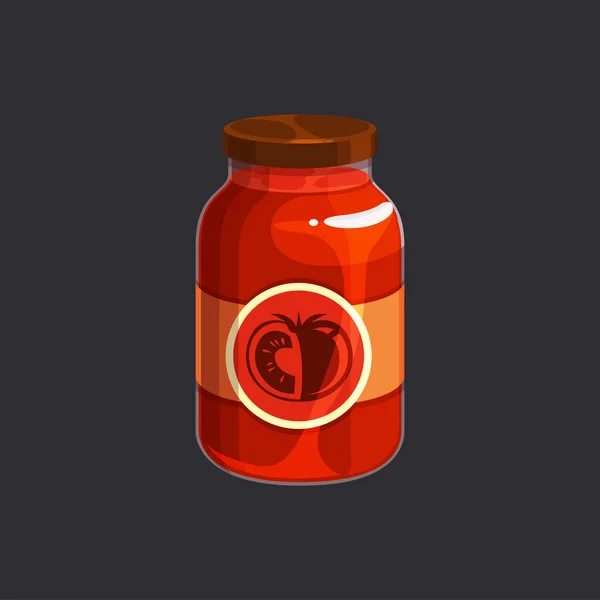 Sauce Tomate Maison Dans Bocal Verre Isolé Conserves Alimentaires Jus — Image vectorielle