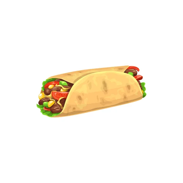 Burrito Fast Food Menü Snack Döner Shawarma Symbol Vektor Snack — Stockvektor