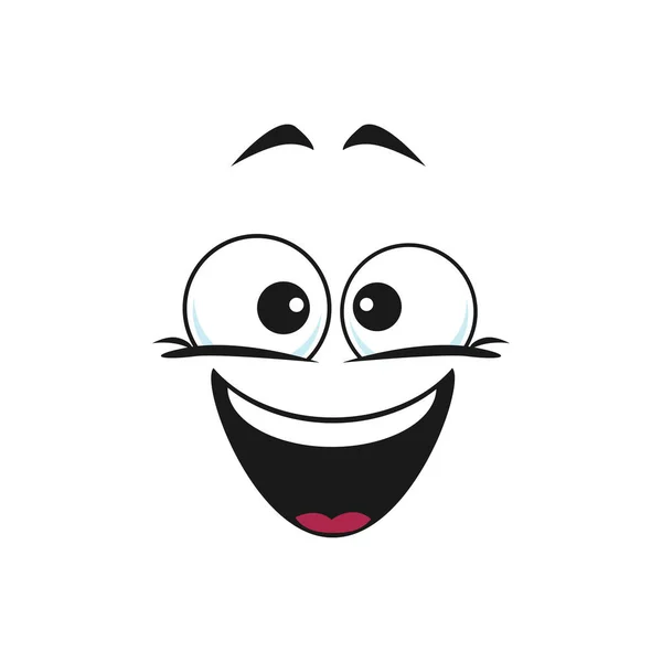 Glückliche Zeichentrickgesicht Isolierte Vektorsymbol Breites Lächeln Gesichtsemoji Lustige Emotion Komisches — Stockvektor