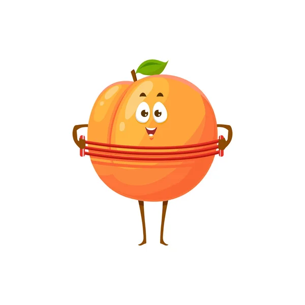 Cartoon Abrikoos Fruit Sportman Vector Icoon Grappig Karakter Stretching Expander — Stockvector