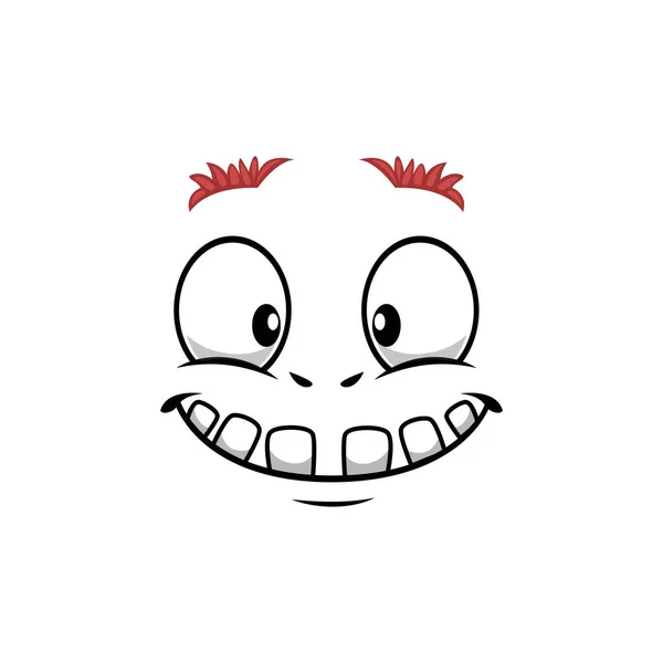 Vektorová Ikona Karikatury Legrační Emoji Zubatým Úsměvem Laskavýma Očima Hustým — Stockový vektor
