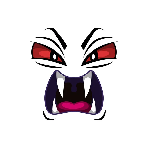 Monster Gezicht Geïsoleerde Vector Icoon Tekenfilm Emoji Van Boze Demon — Stockvector