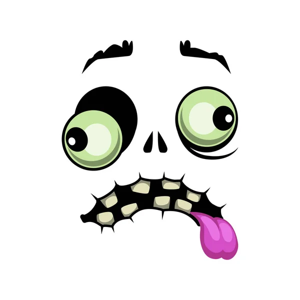 Zombie Face Emoji Isolated Vector Icon Cartoon Monster Dropped Out — Stock Vector