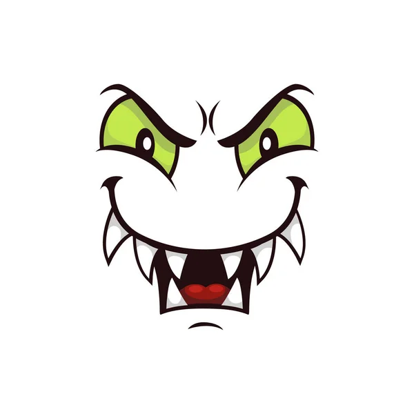 Monster Face Cartoon Vector Icon Creepy Creature Emotion Predatory Gloat — Stock Vector