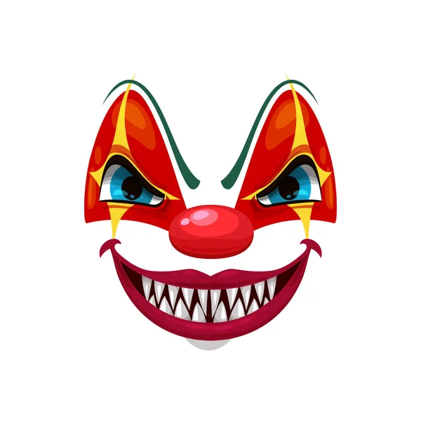 Payaso Asustadizo Sonriente Icono Vector Facial Máscara Funster Con Maquillaje — Archivo Imágenes Vectoriales