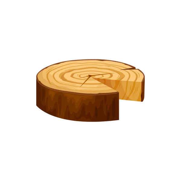 Saw Cut Tree Trunk Isolated Log Wooden Rings Cartoon Icon — Stock Vector