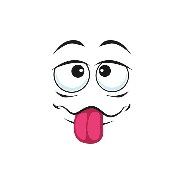 Cartoon Face Pink Sticking Tongue Vector Tease Facial Expression Funny — Stock Vector