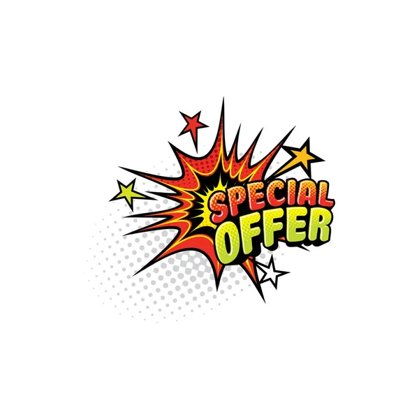 Special Offer Retro Comic Bubble Isolated Tag Stars Vector Sale — Stock Vector