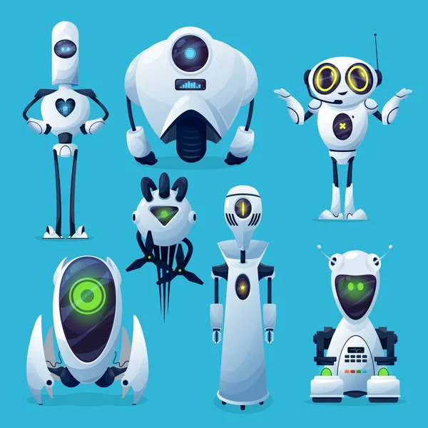 Przyszłe Roboty Obce Życie Robotów Lub Postaci Androidów Futurystyczne Maszyny — Wektor stockowy