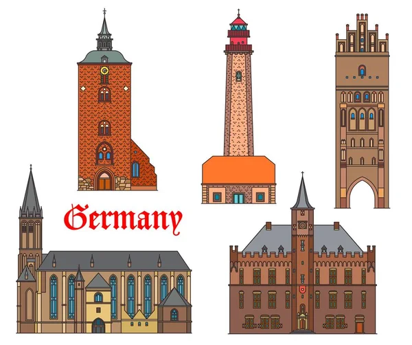 Germany Landmarks Architecture German Cities Buildings Cathedrals Churches Vector Nikolai — Stock Vector