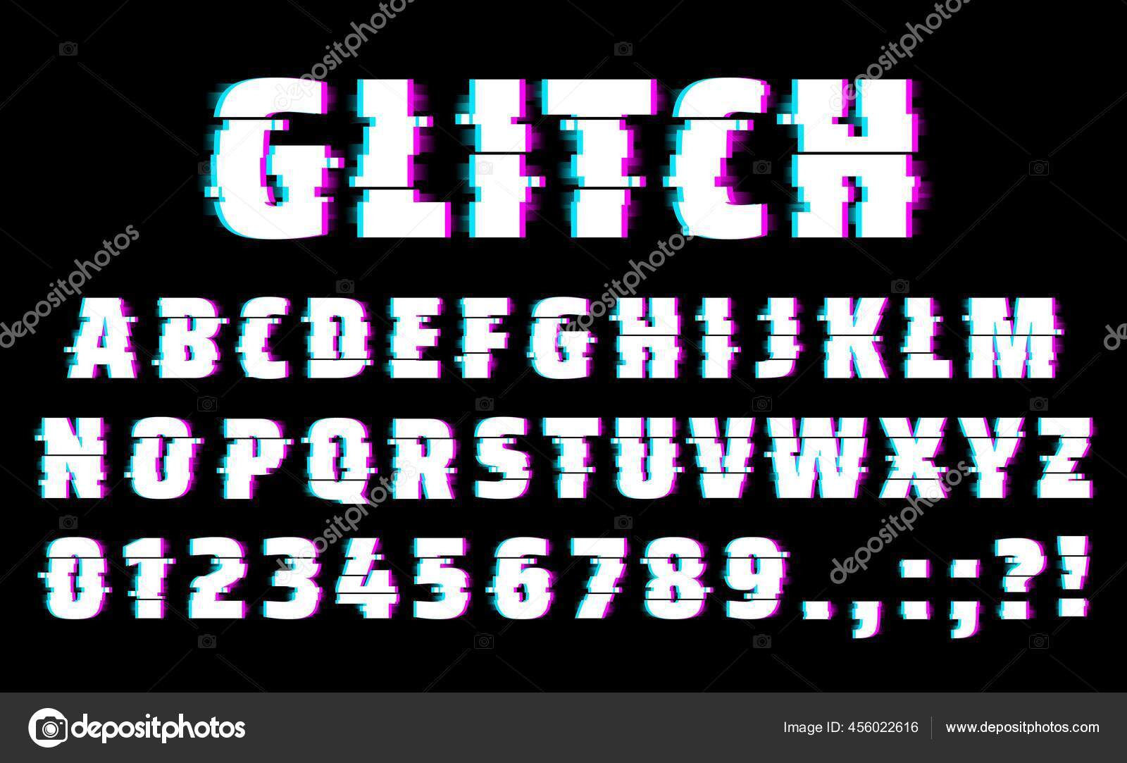 알파벳 문자와 타입의 컴퓨터나 노이즈 텔레비전 신호가실 패하고 데이터의 자체의 스톡 벡터 - ©VectorTradition  456022616