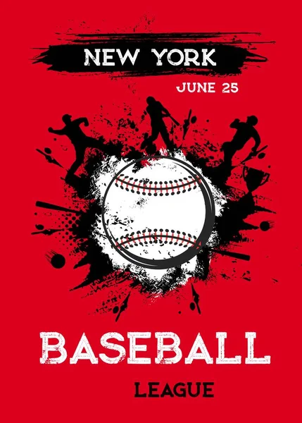Baseball Poster Oder Flyer Softball Turnier Vektor Hintergrund Mit Ball — Stockvektor