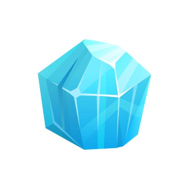 Buz kristali kayası, buzdağı veya donmuş kar ve mavi cam küp, vektör izole ikon. Buzul kaya kristali donmuş su veya arktik buz sarkıtı bloğu, buzdan kuvars mücevheri