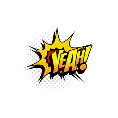 Evet, çizgi roman balonu yarım ton iletişim etiketini izole etti. Evet ya da evet işareti olan vektör patlaması balonu, merhaba ya da diyalog etiketini düşünün. Çizgi roman sohbet retro renkli boom bang bulut, sohbet mesajı