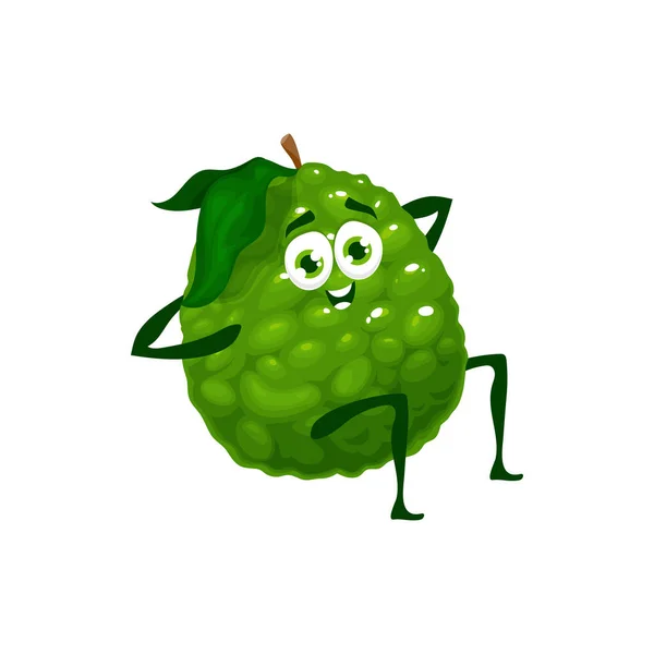 Bergamot Fruit Cartoon Gezonde Voeding Fitness Sport Vector Karakter Tropische — Stockvector