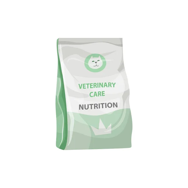 Gatos Alimentos Secos Animais Estimação Refeições Nutrição Veterinária Saco Embalagem — Vetor de Stock