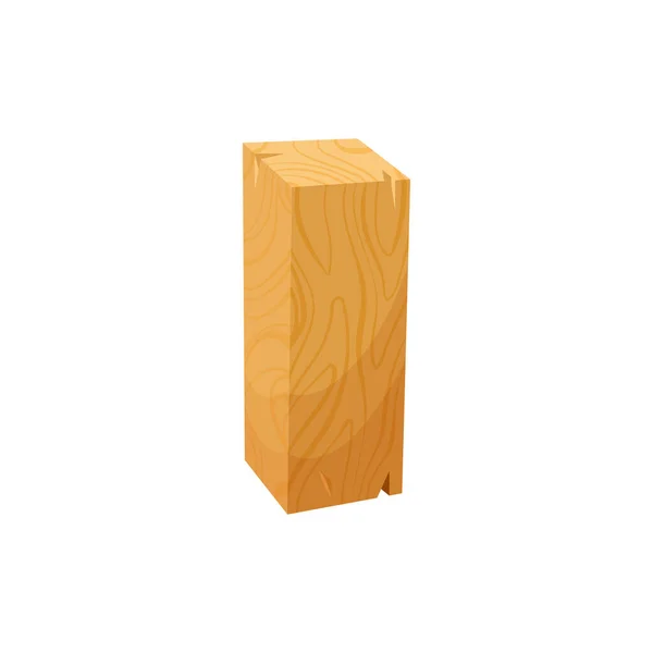 Flache Holzplanken Zimmerei Holzstück Isoliert Flache Cartoon Ikone Vector Grobes — Stockvektor